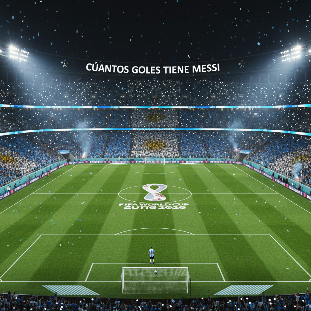 Acción de juego en el Mundial 2026 donde se discute cuántos goles tiene messi